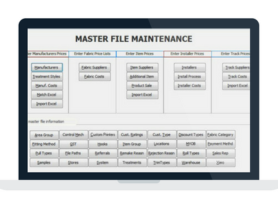 Manage products and pricing effortlessly with Drape and Blind software masterfiles. All information is in the one places and can be accessed easily with DBs.