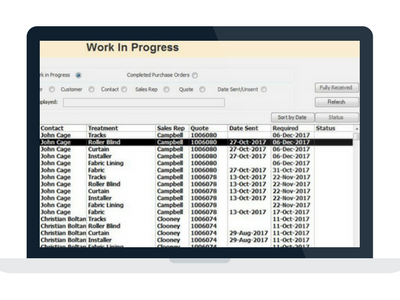The Drape and Blind software order tracker managers you workflow effortlessly. See all orders on the one screen with DBs.