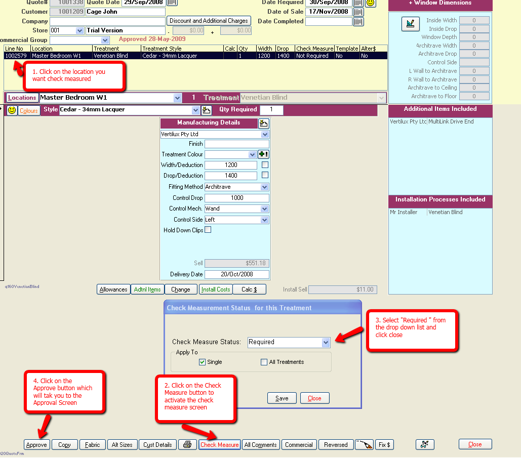 Drape and Blind Software can create check measure alerts. 